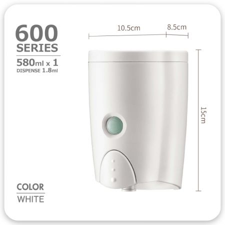 580ml Wall Mount Dispenser for home and public restroom use